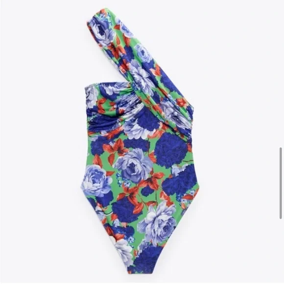 Zara | Assymetrical One Shoulder Floral Bodysuit - Picture 2 of 11